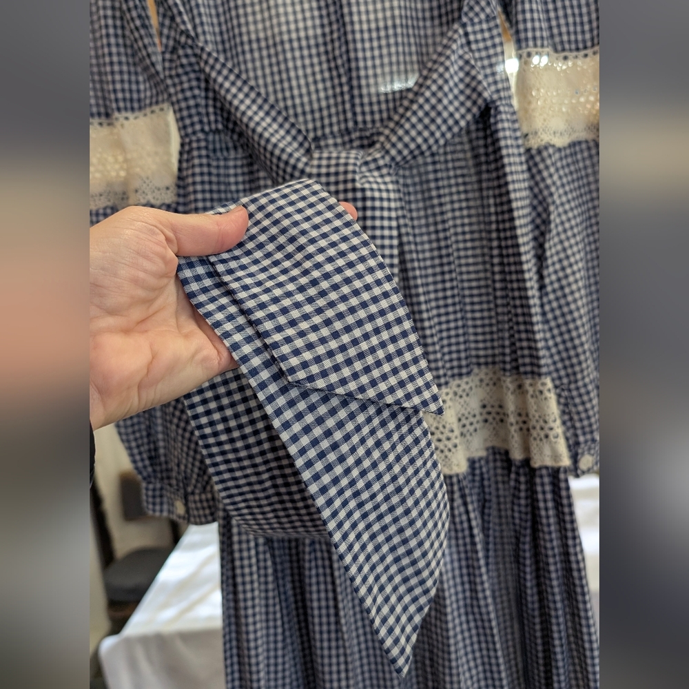 Gunne Sax Black and Cream Checked Long Sleeve Prairie Dress - Picture 7 of 16